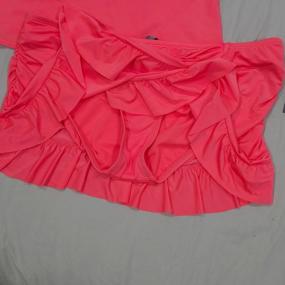 Kenneth Cole Reaction Coral Pink Swim 2 Piece with Ruffle Accents, Nwt, Size M - Picture 6 of 15
